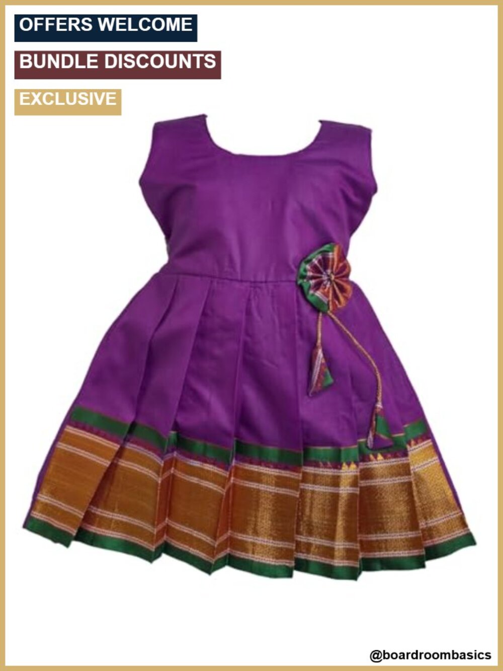 Paithani Silk Knot Frock Girls Ethnic Wear Party Dress